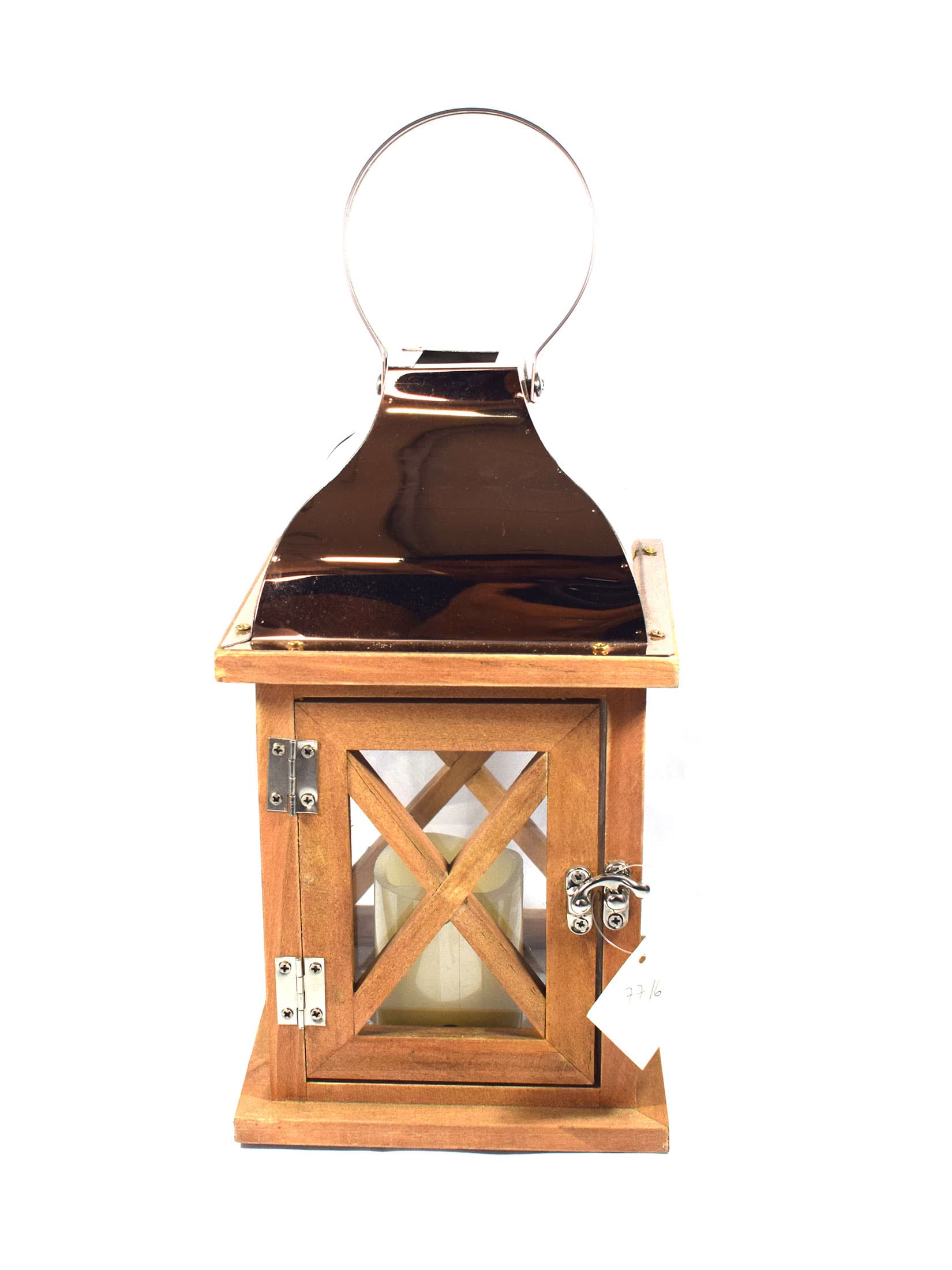 FAROL LINTERNA DE VELA PARA COLGAR DE MADERA