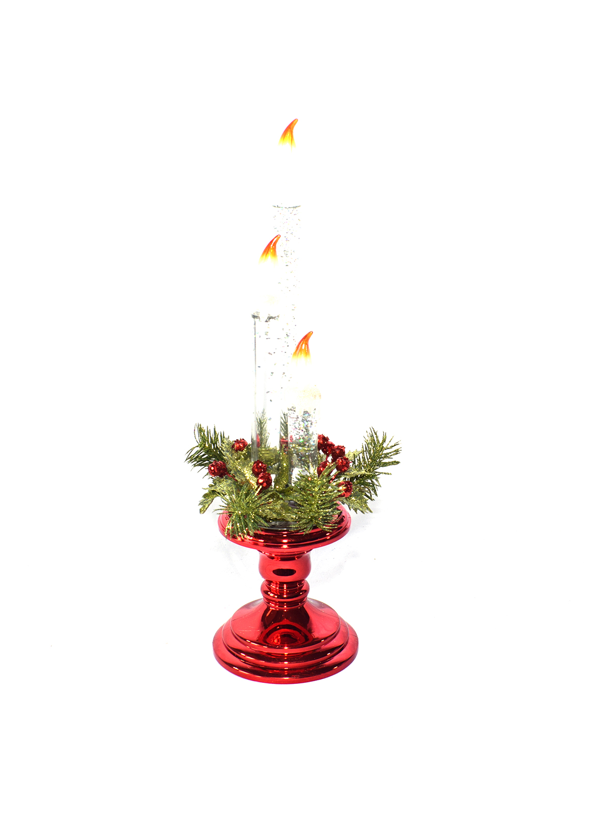 CANDELABRO DE 3 VELA ARTIFICIALES COLOR ROJO