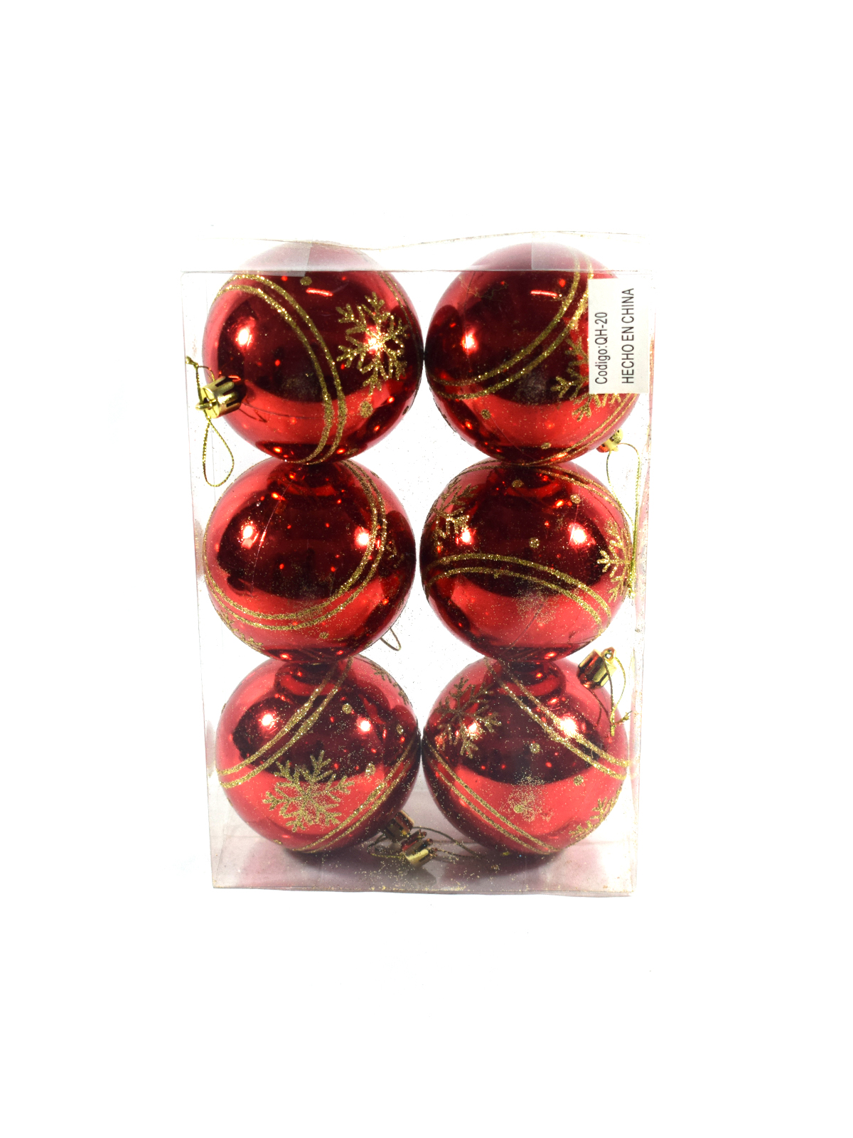 BOLAS NAVIDEÑAS COLOR ROJO POR 6 UNIDADES