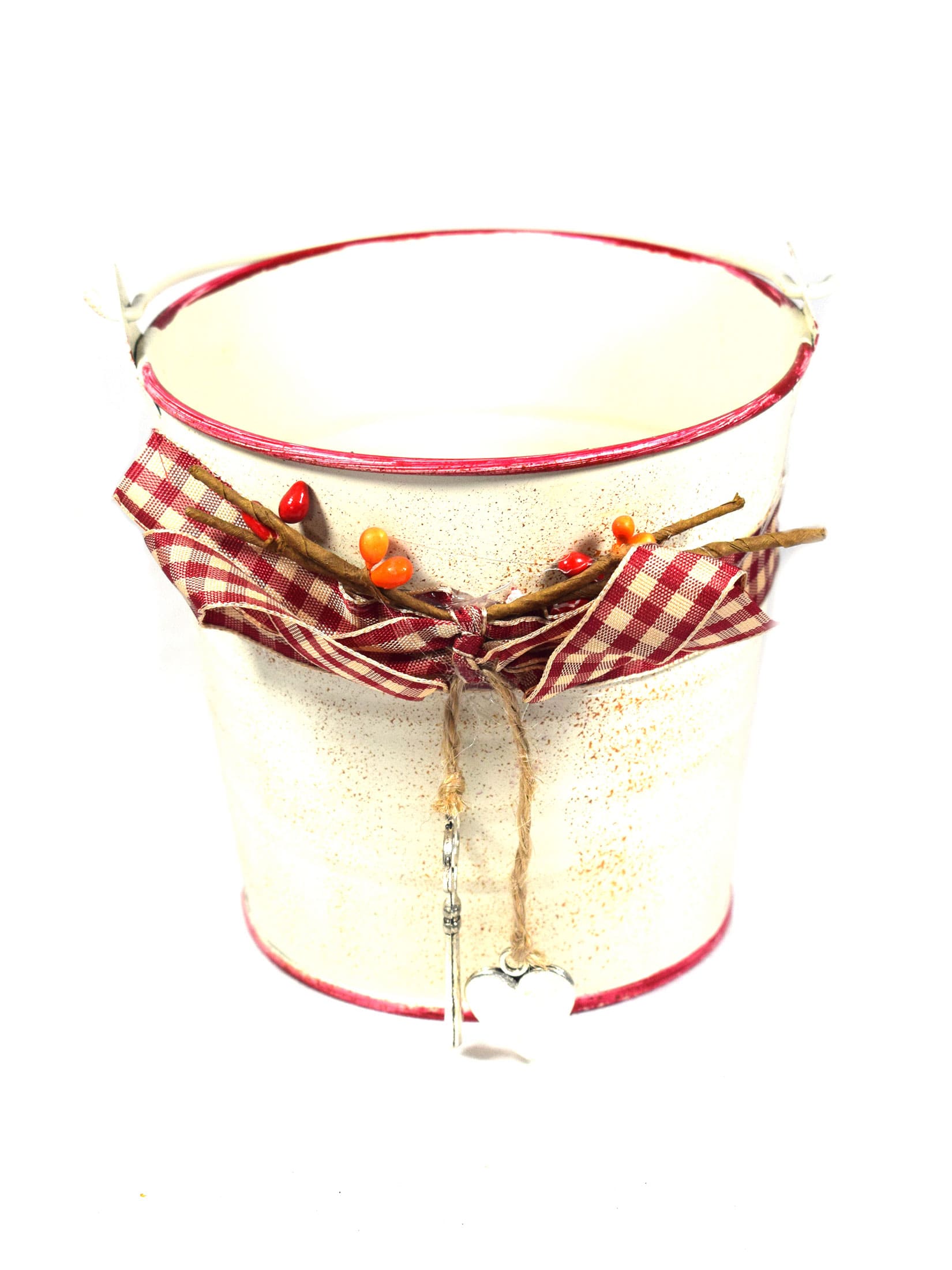 BALDE METAL DECORATIVO ORIGINAL CON LAZO DE TELA