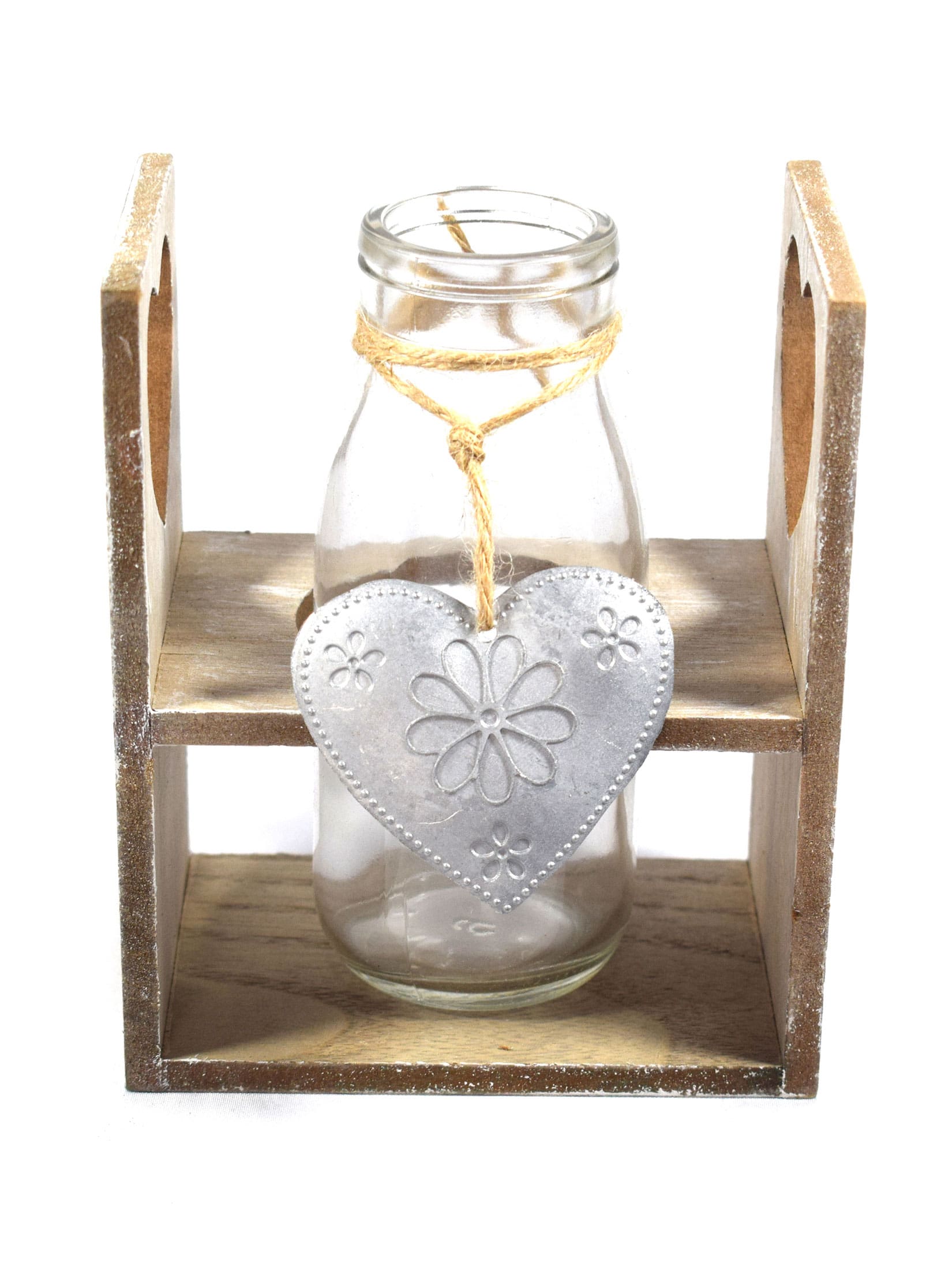 BOTELLA DECORATIVA CON BASE DE MADERA X 1